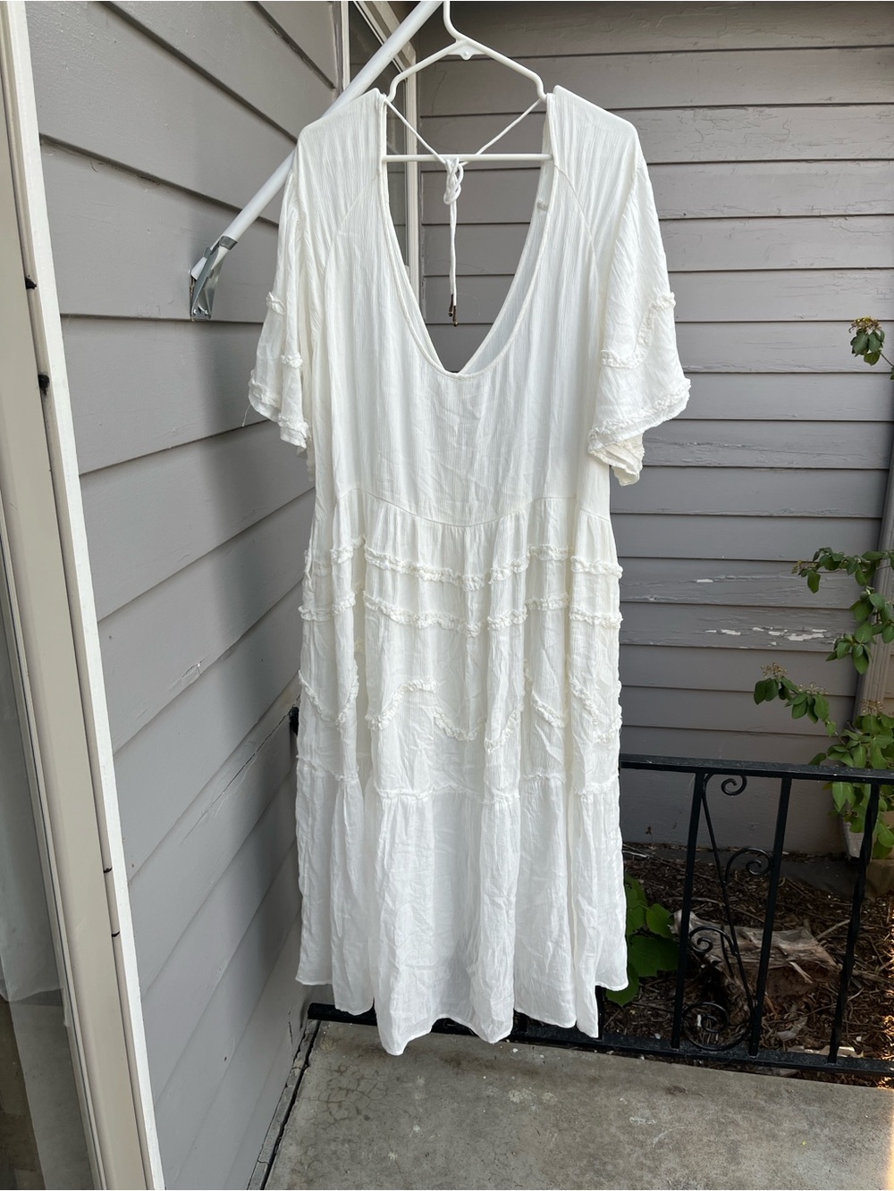 Free People Cream V-Neck Tiered Maxi Dress